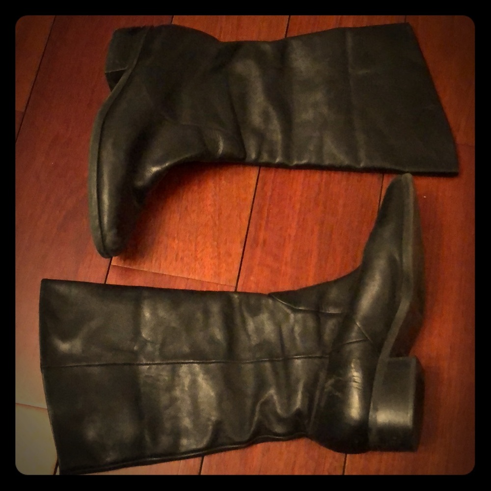 Black leather boots